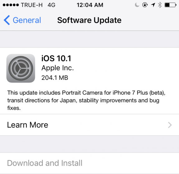 iOS 10.1 build 14B72