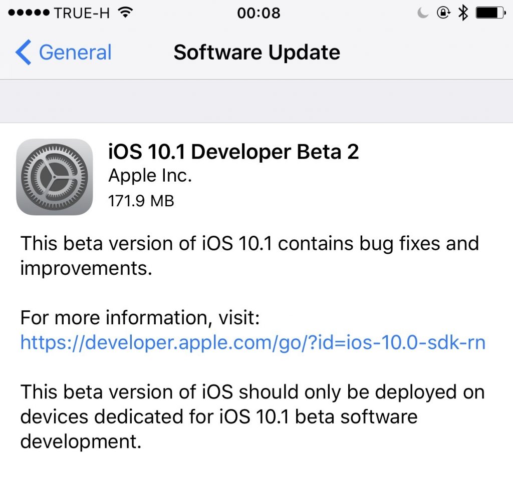 iOS 10.1 Beta 2