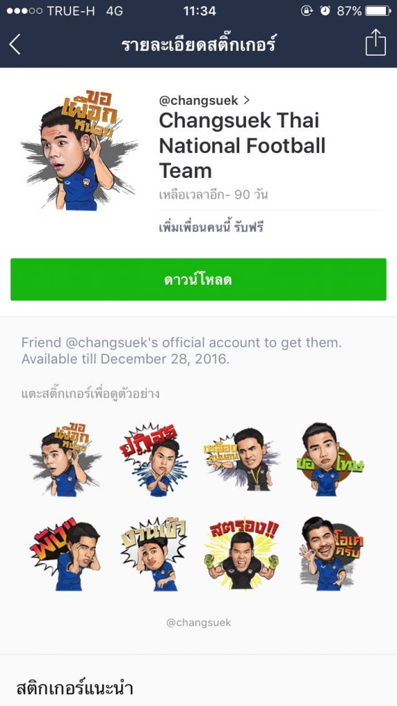 สติกเกอร์ไลน์ Changsuek Thai National Football Team