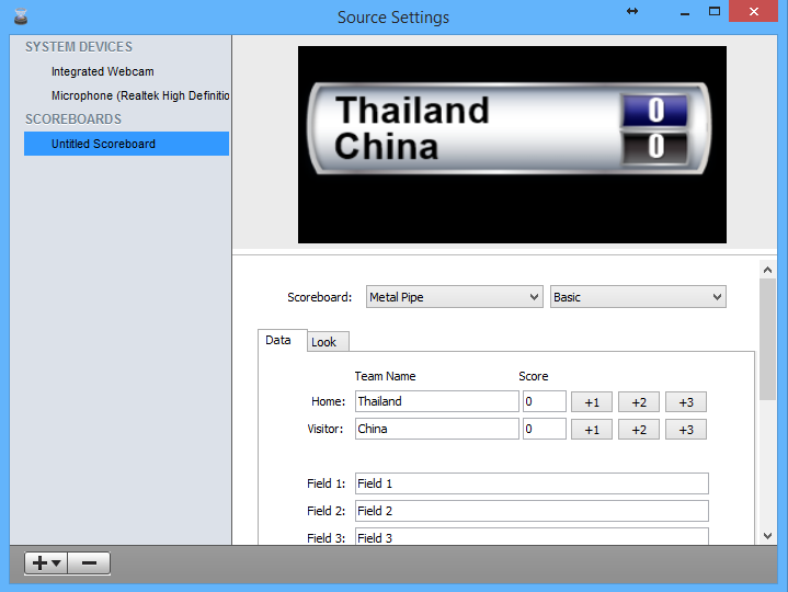 Scoreboard สำหรับการถ่ายทอดกีฬา