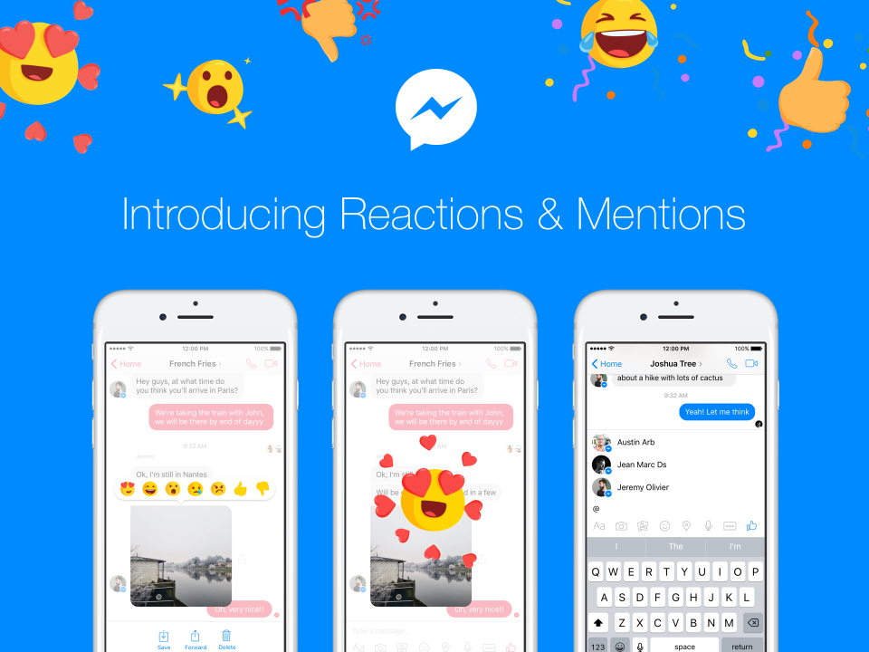 Facebook Messenger เพิ่มฟีเจอร์ Reactions สำหรับข้อความ และแท็กหาคนอื่นในแชทได้