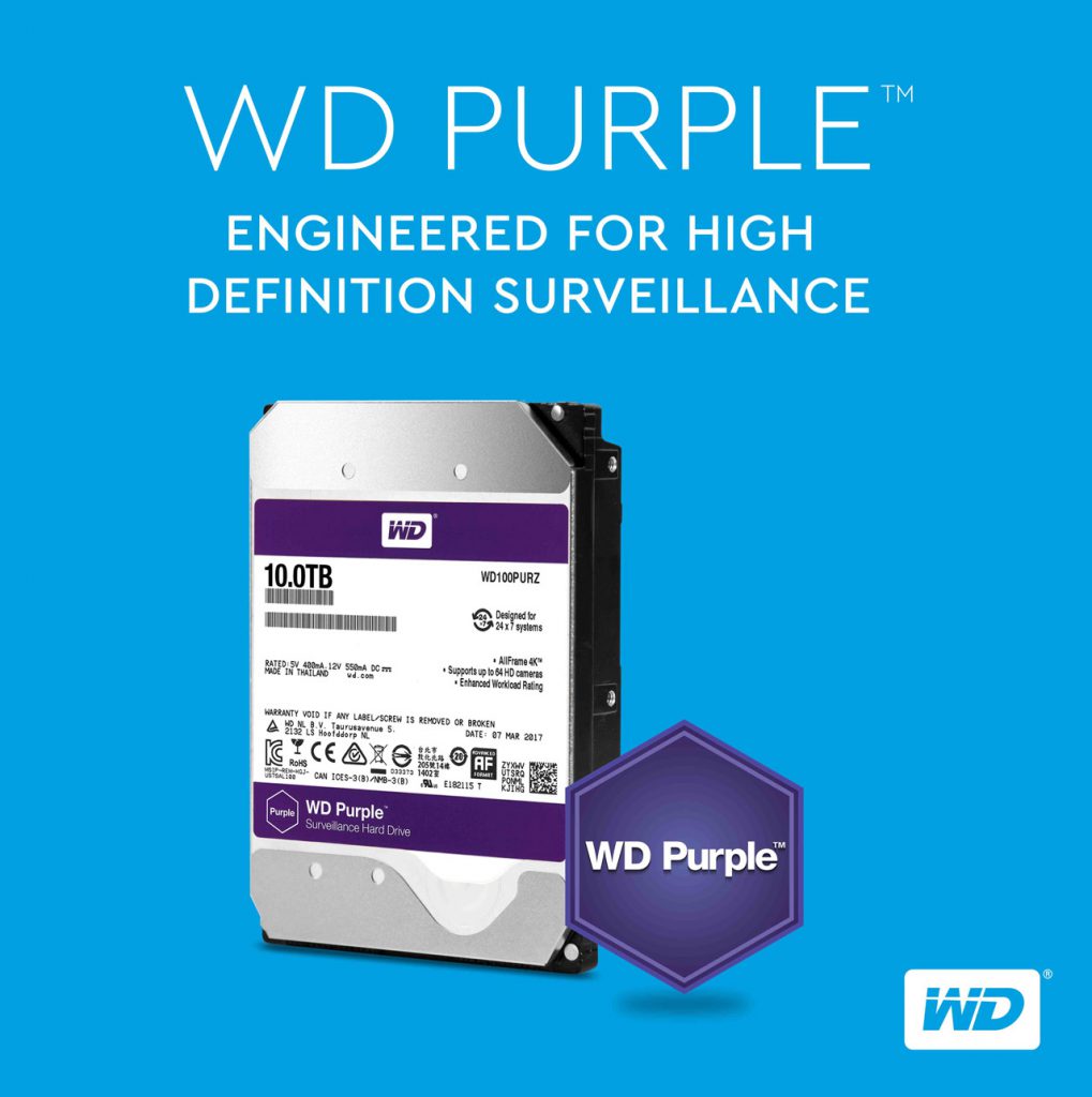 WD เพิ่มความจุถึง 10TB ให้กับฮาร์ดไดร์ฟ WD Purple พร้อมรองรับการทำงานตลอดเวลา และกล้องวงจรปิดความคมชัดระดับ 4K