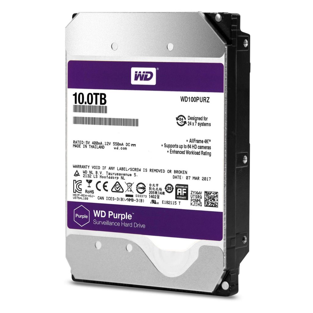 ฮาร์ดดิสก์ WD Purple™ ความจุถึง 10 เทราไบต์ (10TB)