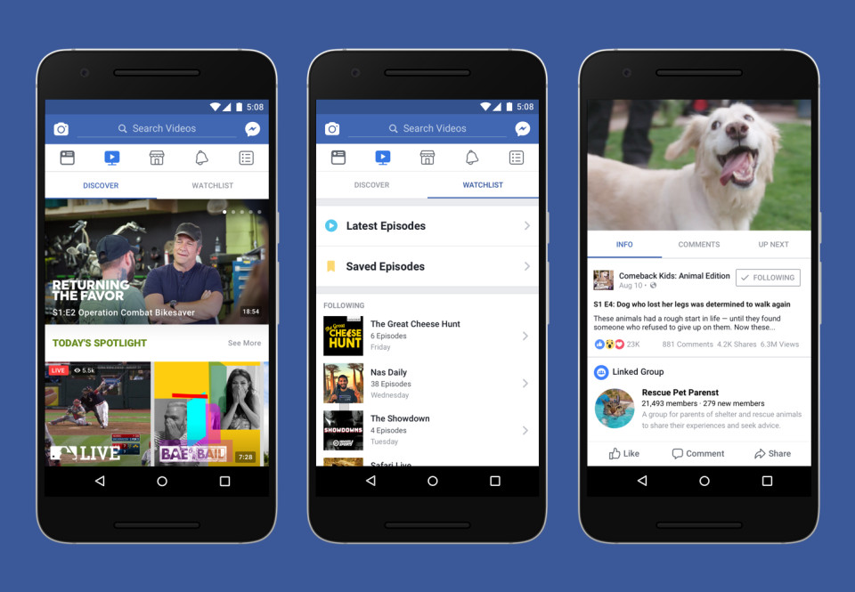Facebook Watch บนแอพมือถือ