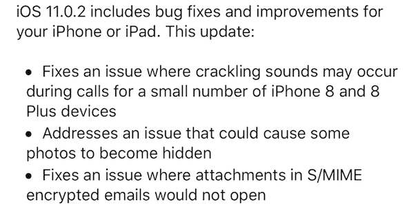 iOS 11.0.2 What’s New