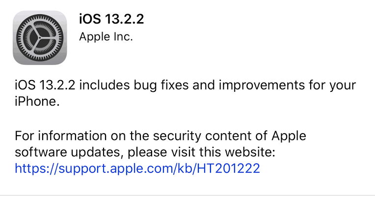 Apple ออกอัพเดต iOS 13.2.2 และ iPadOS 13.2.2 แก้ปัญหาแอพทำงานในแบ็คกราวด์